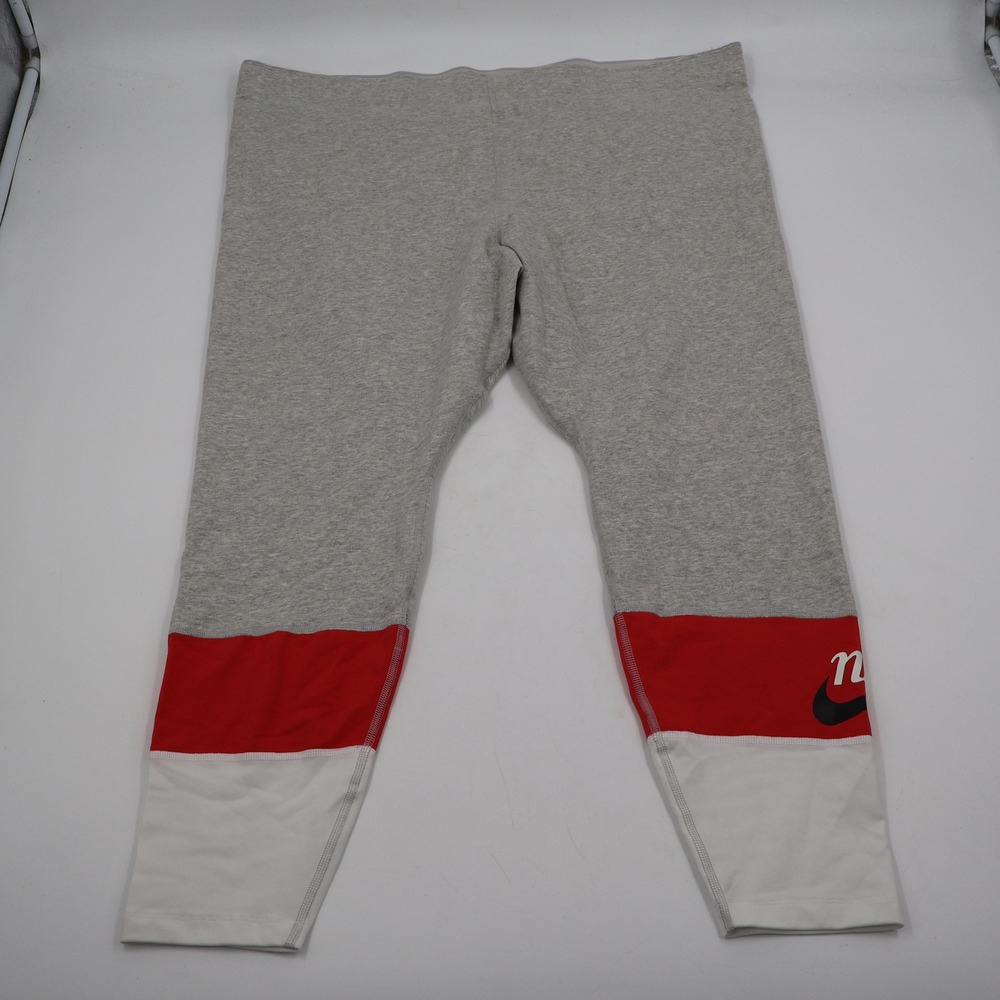 Nike Sportswear Leggings Womens 3X Grey Red Colorblock High Waisted CT0650-050